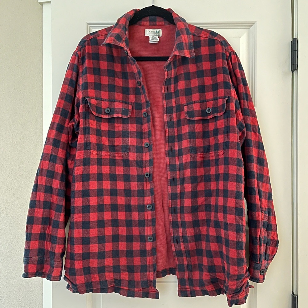 LL Bean 100% Cotton Thermal Shacket - L